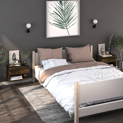 Immagine prodotto di vidaXL Comodini da parete, set da 2 pezzi, rovere affumicato
