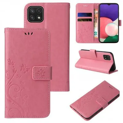 Produktbild von Kunstleder Flip-Hülle Floral für Samsung Galaxy A22 5G - Farbe: Rosegold - Modellkompatibilität: Für Samsung Galaxy A22 5G