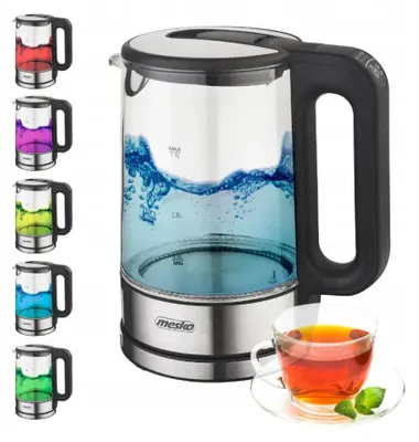 Produktbild von Mesko MS 1301 Wasserkocher 1,7 L - 2200 W mit Temperaturregelung & Warmhaltefunktion, Schwarz