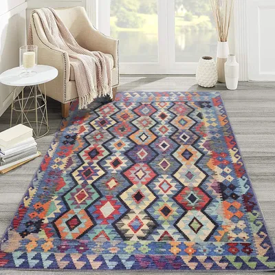 Imagen del producto de Alfombra antideslizante, de pelo corto, multicolor, de 160 x 230 cm, para sala de estar