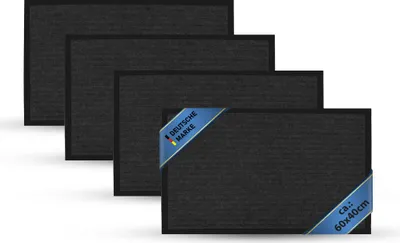 Produktbild von Fußmatte "4er Pack" für Eingangsbereich- Schmutzfangmatte ( Schwarz / 60x40cm ) rutschfeste Sauberlaufmatte für Innen und Außen, saugfähiger Fußabstreifer