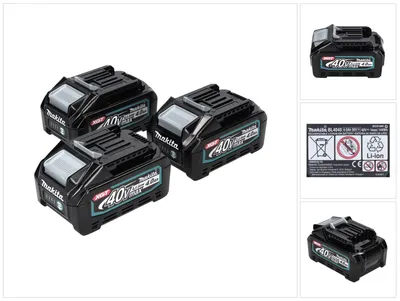 Produktbild von Makita Akku Set 3x BL 4040 40 V max. 4,0 Ah XGT Li-Ion Akku ( 3x 191B26-6 ) IP64 Schutzklasse mit LED Anzeige