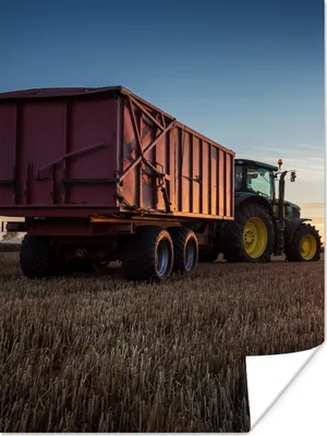 Produktbild von MuchoWow® Poster Traktor - Grün - Sonnenuntergang - Horizont - Grün - Landleben 120x160 cm - Wandbilder