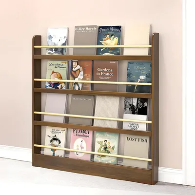 Produktbild von Bücherregal Kinder Wandregal Holzfarbe Walnuss 80x10x120cm