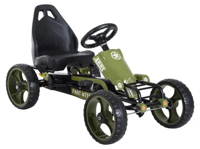 Immagine prodotto di Go Kart Macchina a Pedali Veicolo a Pedali con Freno a Mano Sedile Regolabile da 3 Anni Verde 105 x 54 x 61 cm