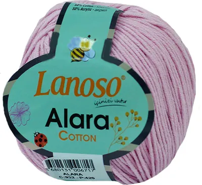 Produktbild von 50g Strickgarn Lanoso Alara m. 50% Baumwolle Häkelgarn Sommergarn Farbwahl, Farbe:932 hellrosa