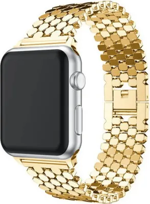 Produktbild von Strap-it Apple Watch 8 Stahl Fischband (Gold)