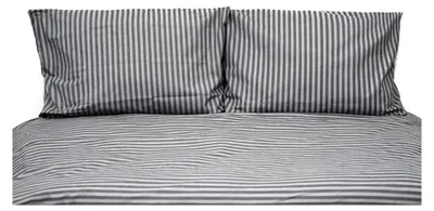 Produktbild von Gestreifte Bettwäsche mit Reißverschluss 200x200 cm, 2x Kissenbezug 80x80 cm Grau