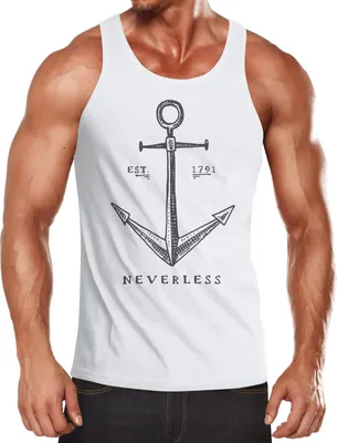 Produktbild von Herren Tank-Top Anker Muskelshirt Muscle Shirt Neverless® neverless weiß L