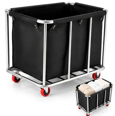 Wasmand aus Edelstahl mit Rollen, 90x65x81 cm, 120 kg