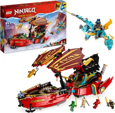 Produktbild von LEGO 71797 NINJAGO Ninja-Flugsegler im Wettlauf mit der Zeit, Ninja Luftschiff Spielzeug-Set mit 2 Drachenfiguren und 6 Minifiguren, 2023 Fahrzeug-Set, Geburtstagsgeschenk-Idee für Kinder