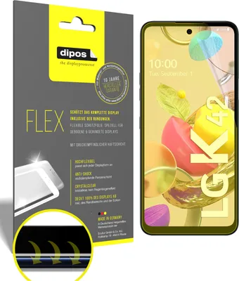 Produktbild von 3x Schutzfolie für LG K42 Folie, 100% Displayabdeckung, dipos Flex
