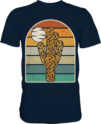 Produktbild von Kaktus Leopard Retro Pflanzen T-Shirt – Navy / XXL