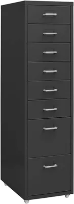Productafbeelding van Archiefkast met wielen, antraciet, 28x41x109 cm, metalen kast, kantoorkast, archiefkast, stalen kast, archiefkast