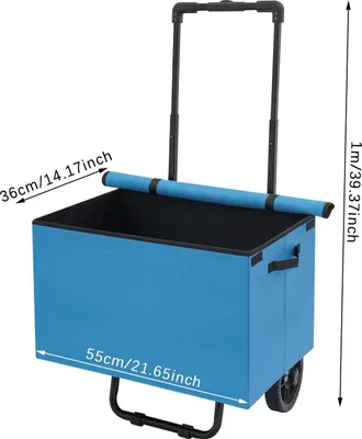 Immagine prodotto di Carrello della spesa - Carrello con borsa - Pieghevole - Capacità 64 l - Portata 80 kg - Tessuto Oxford - Multifunzionale - Blu