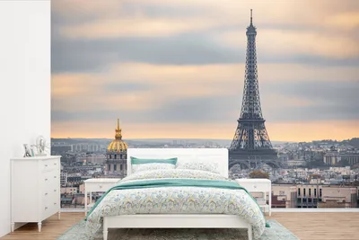 Produktbild von MuchoWow® Fototapete für Wohnzimmer oder Schlafzimmer Wandtapete Vinyl Motivtapete Eiffelturm - Paris - Himmel - 525x350 cm - Das Hintergrundbild