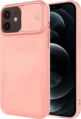 Produktbild von cofi1453® 360 Grad Schutz CamShield Silikon Cover Case Slim Handyhülle Schutzhülle mit Kameraschutz Kameraabdeckung kompatibel mit iPhone 12 Pfirsich