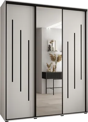 Produktbild von MEBLE KRYSPOL Davos 9 Schrank, drei Türen - 235,2x190x60 cm - Weiß Weiß Schwarz