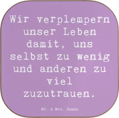Produktbild von Mr. & Mrs. Panda Tischschoner Spruch Leichtigkeit und Vertrauen - Lavendeltraum - Geschenk, Motivation, Selbstvertrauen, unterleger, Coaster, Tassenuntersetzer, Zitat