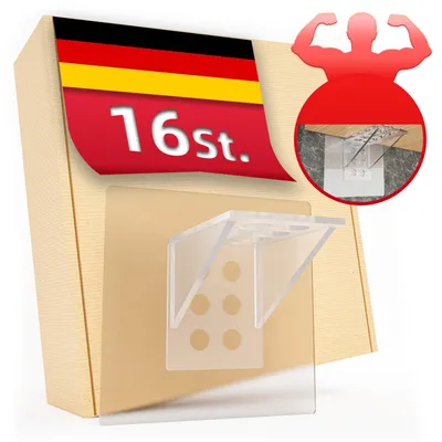 Produktbild von DEKAZIA® 16 Regalbodenträger selbstklebend | Regalbodenhalter selbstklebend Regalboden Halterung Regalbefestigung ohne Bohren Schrankboden Halter Rega
