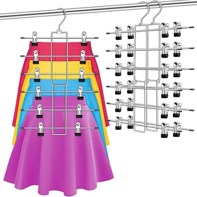 Image de 3 cintres pour pantalons, en métal, pliables, avec pinces, pour l'organisation des vêtements
