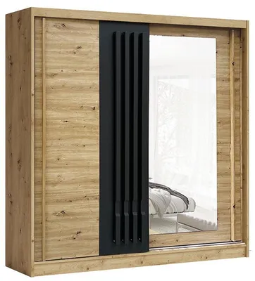 Productafbeelding van AVANTGARDE Schuifdeurkast 200 cm met spiegel, Artisan/Graphit