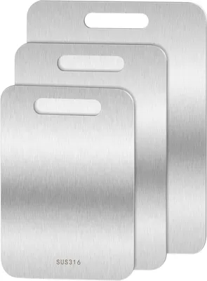Produktbild von 3PCS Schneidebrett Titan, BPA-freies doppelseitiges Cutting Board aus Titan & Edelstahl S316, fš¹r Fleisch, Brot, Gemš¹se & Obst (S+M+L)