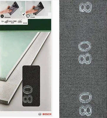 Produktbild von Bosch Schleifgitter 5 Stück, 115 x 280 mm K 80 für Gipskartonplatten