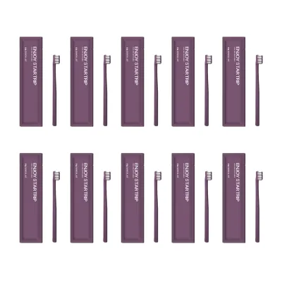 Produktbild von 10pcs Einwegzahnbürsten einzeln verpackte weiche Borsten Zahnpflege Einweg -Reisezähne für Hotels Camping-Lila