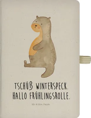 Produktbild von Mr. & Mrs. Panda Journal Otter Bauch - Transparent - Geschenk, Winterspeck, Essen. Foodlover, Tagebuch, Sportmuffel, notizbuch, Reisetagebuch, Adressbuch, A5 Kariert