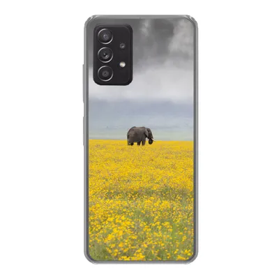 Produktbild von MuchoWow® Handyhülle Schutzhülle Hülle für Samsung galaxy a73 Elefant - Blumen - Natur - Gelb - Tiere Silikon Softcase Handy Hülle - Handyhülle