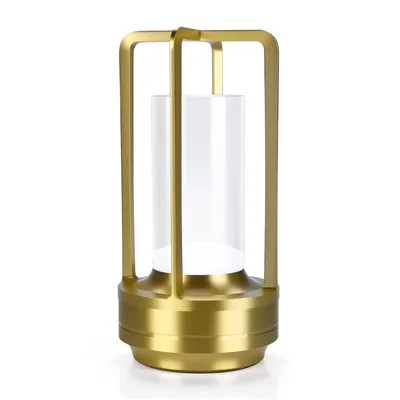 Produktbild von Kabellose LED-Tischlampe aus Glas – Metalllampe mit Touch-Steuerung – Gold