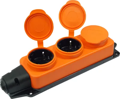 Produktbild von Schukokupplung Schuko IP44 230V Mehrfachsteckdose Steckdosenleiste 3- Fach orange