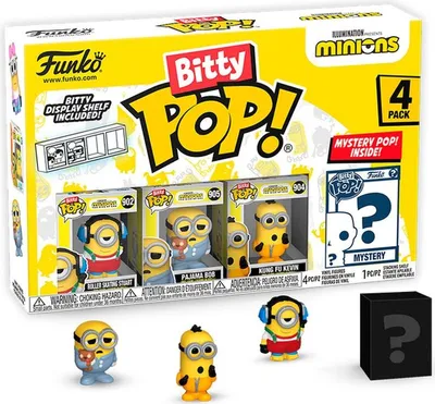 Immagine prodotto di Confezione da 4 personaggi da collezione Bitty POP Minions Serie 3