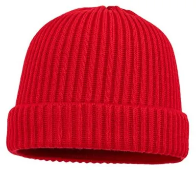Balke XXL Rippen Strickmütze mit Umschlag 100% Merinowolle in rot