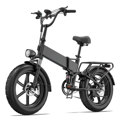 Image de Fatbike électrique Qekud – Batterie 48 V 13 Ah, moteur 250 W, vitesse maximale de 25 km/h, pneus 20" x 4,0", dérailleur Shimano à 7 vitesses – Noir