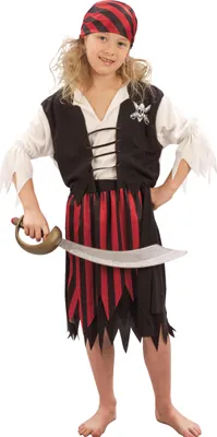 Produktbild von Piraten-Mädchenkostüm Seeräuber schwarz-rot - 110-122 (4-6 Jahre)