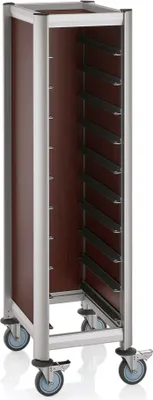 Produktbild von WAS Germany GN Tablettwagen holzoptik 1/1 für 10 Tabletts, Alu, MDF, Trolley Mensa