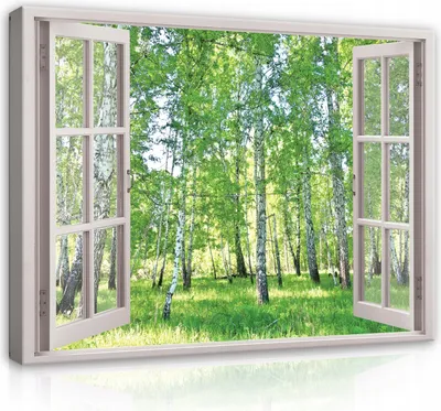 Zdjęcie produktu dla Canvas Pictures Forest Window Picture - 120x80 cm - Panorama Nature Landscape Modern Canvas Picture XXL Illusion Window Kitchen Bedroom Living Room Wall Art Print Wall Picture Picture on Canvas Ready to hang