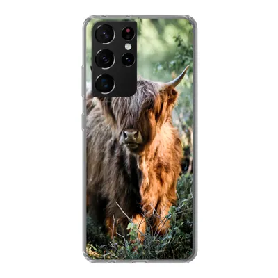 Produktbild von MuchoWow® Handyhülle Schutzhülle Hülle für Samsung Galaxy S21 Ultra Schottische Highlander - Wald - Tiere Silikon Softcase Handy Hülle - Mobiltelefon
