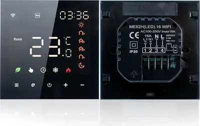 Zdjęcie produktu dla Inteligentny termostat WiFi Tuya Sterowanie głosowe 16A Cyfrowy programowalny wyświetlacz LCD Ekran dotykowy Regulator temperatury ogrzewania podłogowego Inteligentna ściana do elektrycznego kompatybilna z Amazon Home