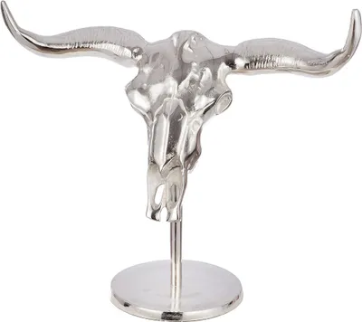 Produktbild von GILDE Skulptur/Wandobjekt "Silverskull" silberfarben, zum Stellen oder Hängen, H.45 cm, 27298