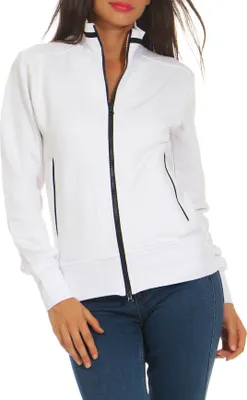 Produktbild von Mivaro Damen Sweatjacke tailliert mit Stehkragen und Reißverschluss sportlich elegant aus Baumwolle mit Fleece innen warm bequem für Freizeit Arbeit und Alltag in vielen Farben erhältlich