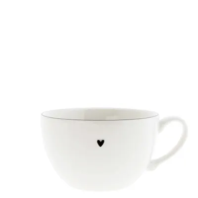 Produktbild von Suppentasse klein HEART weiß mit schwarzem Herz D. 13cm Bastion Collections