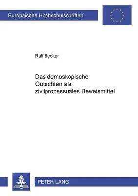 Zdjęcie produktu dla Das demoskopische Gutachten als zivilprozessuales Beweismittel