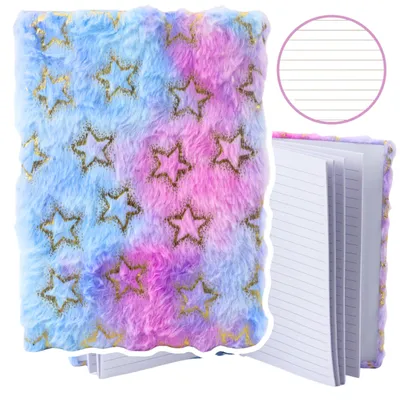 Image de Carnet Peluche Carnet Ligné Étoiles Dorées Pastel A5 80 Feuilles