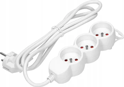 Produktbild von Virone, Steckdosenleiste ES-4/W/3 - 3 m - Weiß - 3-fach - Flachstecker - IP20 Schutz
