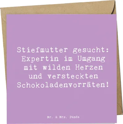 Produktbild von Mr. & Mrs. Panda Deluxe Karte Spruch Stiefmutter Expertin - Lavendeltraum - Geschenk, humorvolle Sprüche, Herausforderungen, Lächeln, anlasskarte, faltkarte, Jubiläen