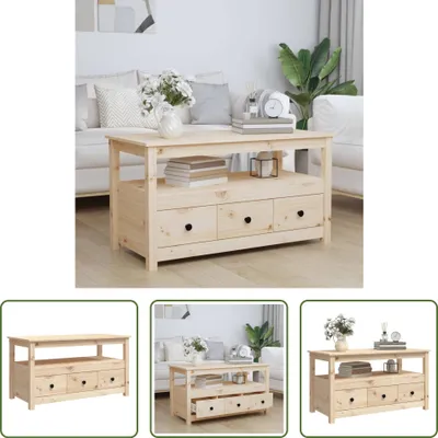Produktbild von The Living Store Couchtisch 102x49x55 cm Massivholz Kiefer