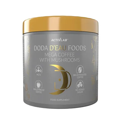 Produktbild von DODA D'EAU Mega Coffee with Mushrooms 300 g – Entkoffeinierter Instantkaffee mit Pilzextrakten, MCT aus Kokosöl, Inulin, ohne Zuckerzusatz